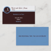 レトロの青およびブラウンの名刺 名刺 (正面/裏面)