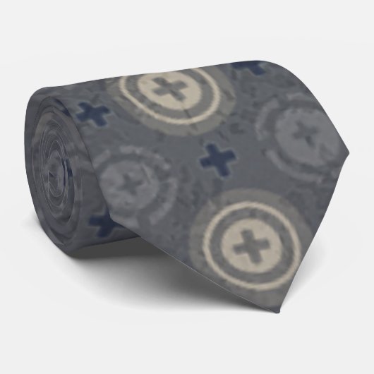 レトロの青くグランジな水玉模様のデザイン ネクタイ (ロール)