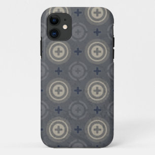 レトロの青くグランジな水玉模様のデザイン iPhone 11 ケース