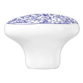 レトロの青と白のパターン セラミックノブ (側面)