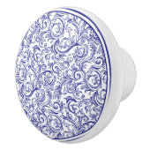 レトロの青と白のパターン セラミックノブ (右)