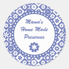 レトロの青と白の缶詰のJARラベル ラウンドシール