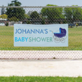 レトロの青色児の手押車(ベビーシャワー) 横断幕 (インサイチュ)