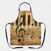 レトロの音符とピアノ エプロン (正面)