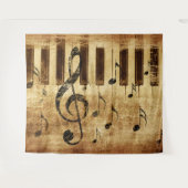 レトロの音符とピアノ タペストリー (正面(横))