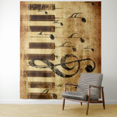 レトロの音符とピアノ タペストリー (インサイチュ)