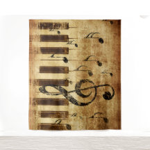 レトロの音符とピアノ