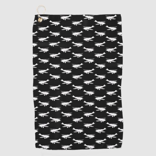 レトロの飛行機のデザインのアンティークの飛行機の芸術の航空 ゴルフタオル (正面)