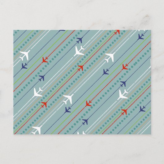 レトロの飛行機パターン郵便はがき ポストカード (正面)