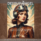 レトロの飛行機女性のヴィンテージスタイル-Decopage- 薄葉紙