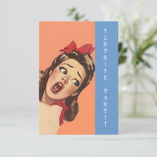 レトロの驚きのパーティの招待状のおもしろいの表現 招待状 (スタンド正面)