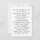 レトロの驚きのパーティの招待状のおもしろいの表現 招待状 (裏面)