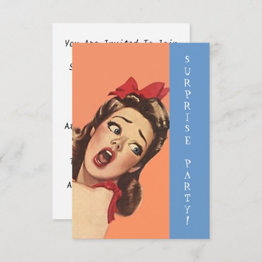 レトロの驚きのパーティの招待状のおもしろいの表現 招待状 (正面/裏面)