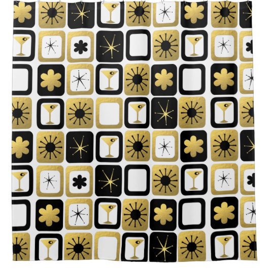 レトロの魅力的な金ゴールドのシャワー・カーテン シャワーカーテン (正面)