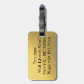 レトロの魅力的な金ゴールドの荷物のラベル ラゲッジタグ (裏面縦)