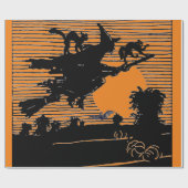 レトロの魔女ハロウィンラッピング紙 ラッピングペーパー (フラット)