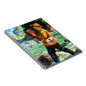 レトロの魚釣り場面イラストレーションのギフトのノート ノートブック (右側)