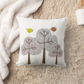 レトロの鳥および木の装飾的な枕 クッション (ブランケット)