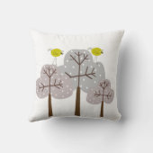 レトロの鳥および木の装飾的な枕 クッション (裏面)