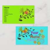 レトロの鳥および花 名刺 (正面/裏面)