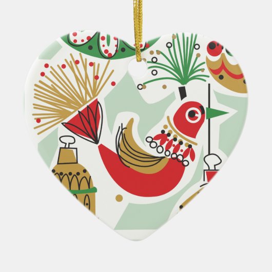 レトロの鳥のクリスマスのオーナメント セラミックオーナメント (正面)