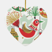 レトロの鳥のクリスマスのオーナメント セラミックオーナメント (裏面)