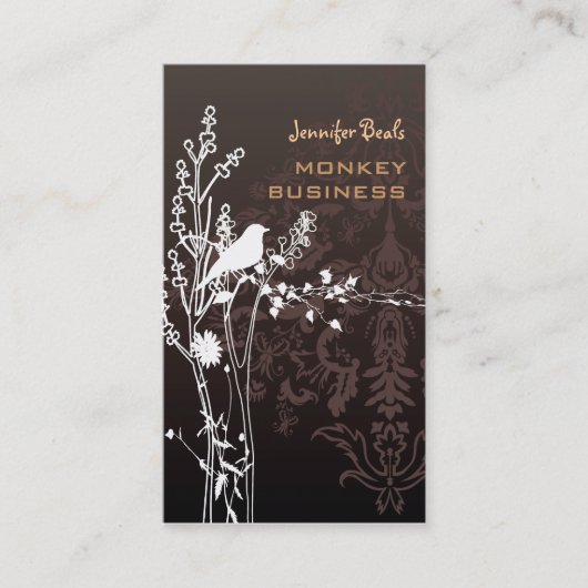 レトロの鳥の枝+チョコレート 名刺 (正面)