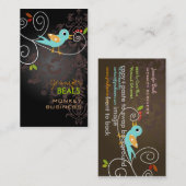 レトロの鳥の枝+ブラック+コーヒー 名刺 (正面/裏面)