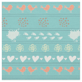 レトロの鳥類のカラフルパターン ファブリック