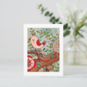 レトロの鳥、枝、花 ポストカード (スタンド正面)