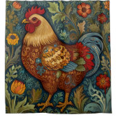 レトロの鶏のボホシックなカントリーチキン シャワーカーテン (正面)