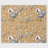 レトロの鶏の包装紙 ラッピングペーパー (フラット)