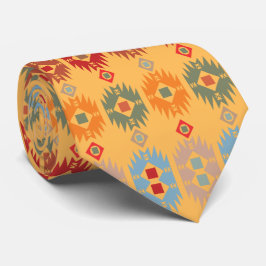 レトロの黄色い青い赤のパターン ネクタイ