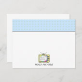 レトロの黄色のテレビ平らなNotecards ノートカード (正面/裏面)