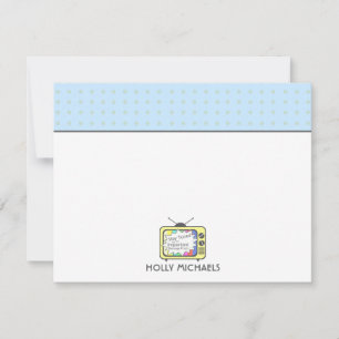 レトロの黄色のテレビ平らなNotecards ノートカード