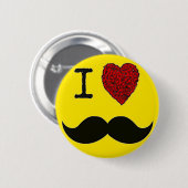 レトロの黒いハンドルバーI愛髭 缶バッジ (正面&裏面)