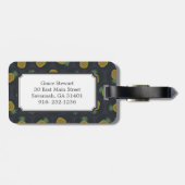 レトロの黒い金ゴールドのパイナップルはモノグラムを模造します ラゲッジタグ (裏面横)