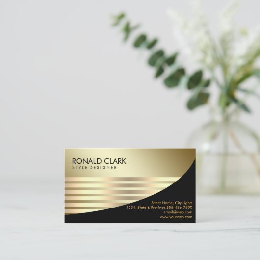 レトロの黒い金ゴールドの金属の財政のプロフェッショナル 名刺 (スタンド正面)