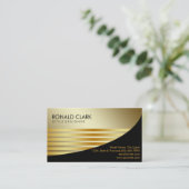 レトロの黒い金ゴールドの金属の金融サービス 名刺 (スタンド正面)