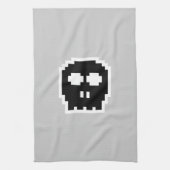 レトロの黒い8ビットスカル キッチンタオル (縦)