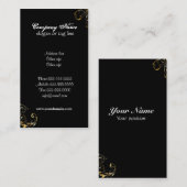 レトロの黒くエレガントな名刺 名刺 (正面/裏面)