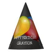 レトロの黒板と風船の誕生日 パーティーハット (正面)