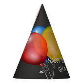 レトロの黒板と風船の誕生日 パーティーハット (左)