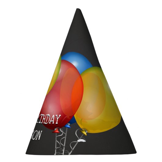 レトロの黒板と風船の誕生日 パーティーハット (右)