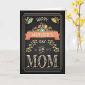 レトロの黒板の母の日と花 カード (黄色い花)