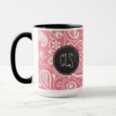 レトロの黒板; 赤面のピンクのペイズリー; 花柄 マグカップ (左)