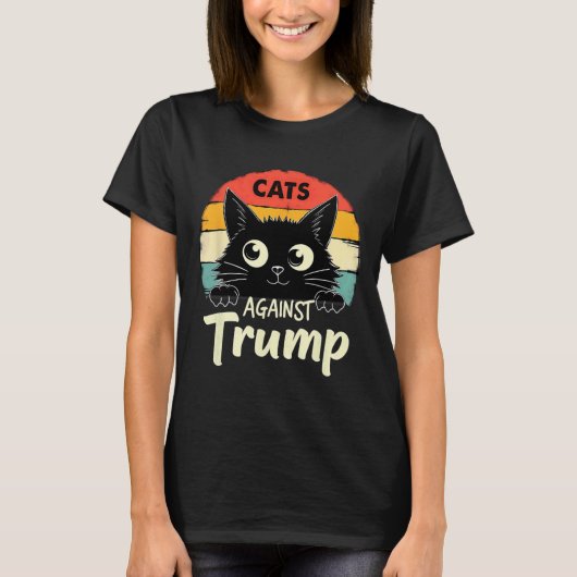 レトロの黒猫とトランプ Tシャツ (正面)