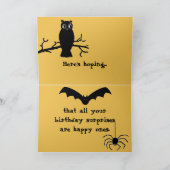 レトロの黒猫のハッピーハローウィンのバースデー・カード カード (内部)