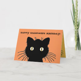 レトロの黒猫のハッピーハローウィンのバースデー・カード カード