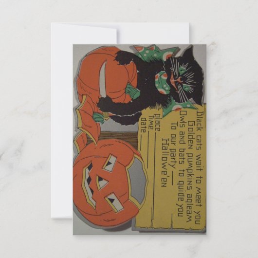 レトロの黒猫のハローウィンパーティの招待状 招待状 (正面)